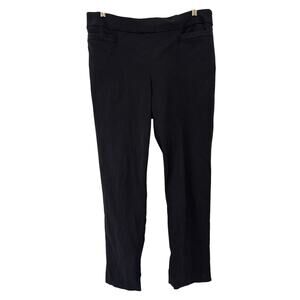 Kate Park Size 14 Black Pull On Straight Leg Pants Slip Front Pockets